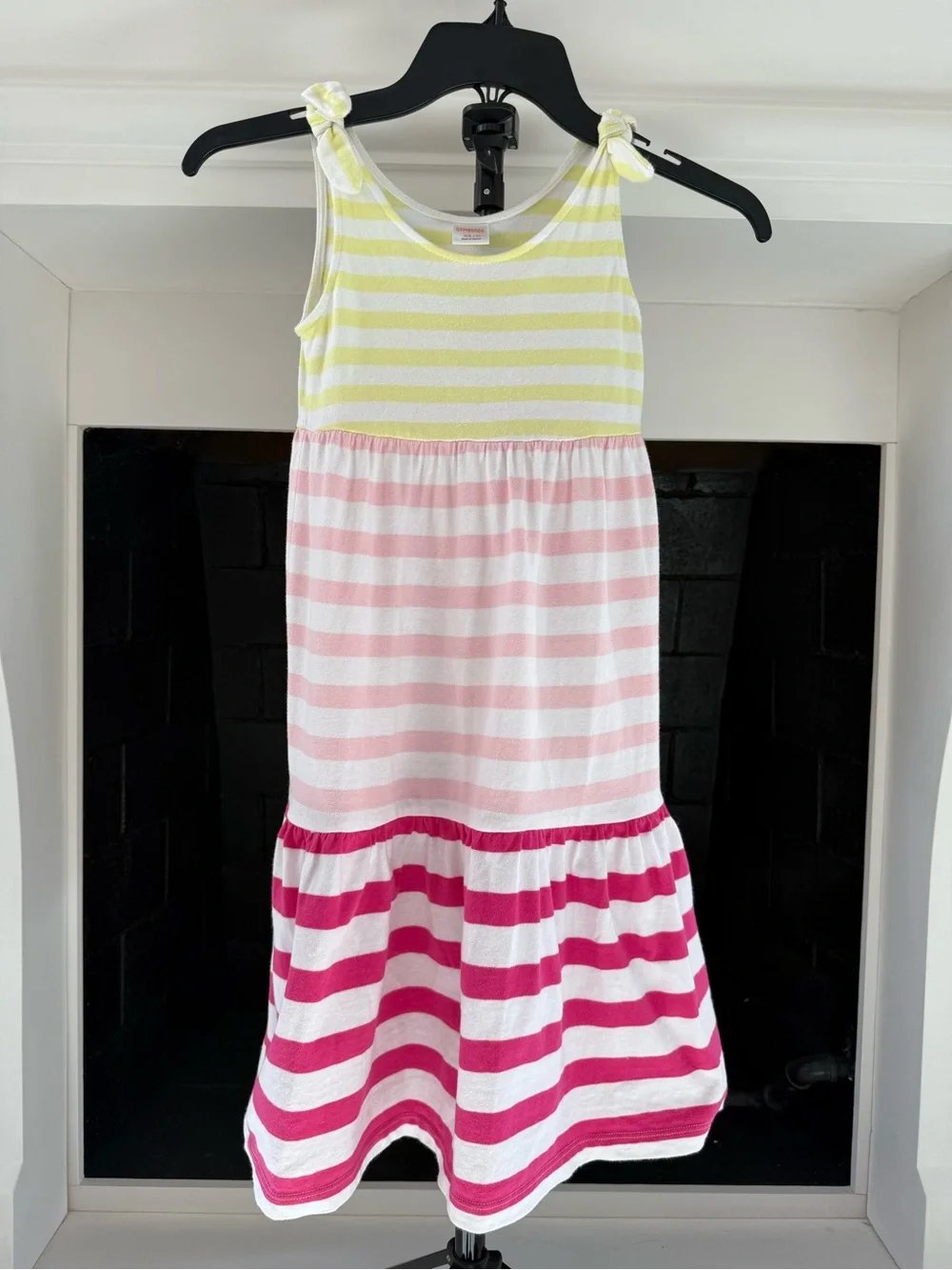 Gymboree Striped Tie-Shoulder Dress - Yellow, Light Pink & Bright Pink-Size 4